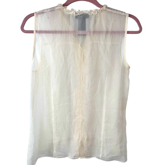 Alfani silk sheer ruffled sleeveless blouse, size 10, cream, Romantic Whimsy - Picture 7 of 8